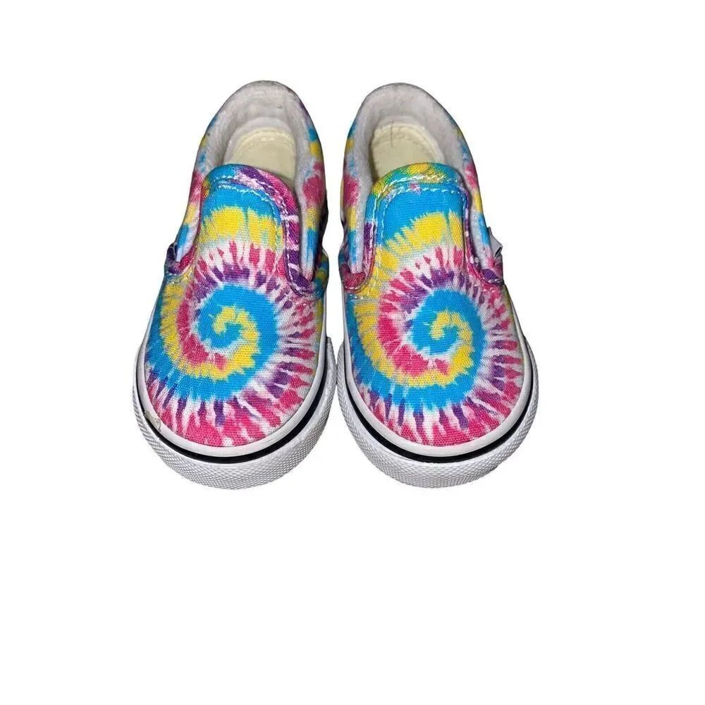 Vans Toddler Slip On Rainbow Tie Dye Shoes. Size